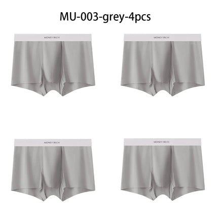 Men's 4-Pack Moisture-Wicking Quick-Drying Seamless Antibacterial Boxer Briefs High Elasticity Non-Slip Sports Underwear