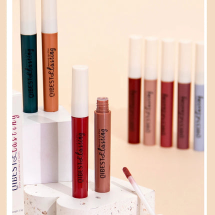 QIBEST Liquid Lipstick Waterproof Velvet Nude Matte Sexy Red Lip Gloss Long Lasting Nonstick Lip Stain Makeup 24 Colors Hots