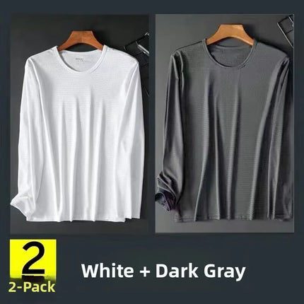 Ice Silk Long Sleeve T-Shirt Men's Summer Thin Mesh Breathable Sun Protection Quick Dry Outdoor Construction Base Shirt Air C...