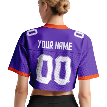 Custom American Football Jersey Crop Top for Women & Girls Plain Sporty Cropped Shirt Personalized Name Number Jerseys Fans Gift