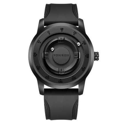 FOXBOX Watch Planet Design Fashion Floating Magnetic Pointer Free Ball Bearing Creative Simple Waterproof Quartz Watch for Men