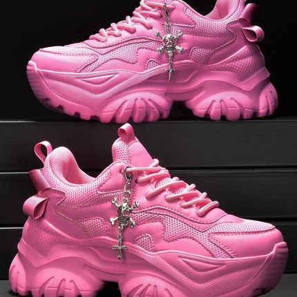 Women's outdoor four seasons fashion casual shoes Black platform high heels women's Halloween punk style light women's sneakers
