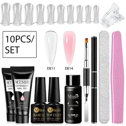 MTSSII 20m Extension Nail Gel Set Manicure Set Finger Quick Buliding Extension Gel Nail Polish Kit Soak Off UV Gel LED Nail Art