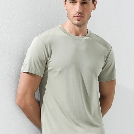 94% Modal 6% Spandex Summer Short Sleeve T-shirt Men Crew Neck Solid Color Casual Underwear Brand High Quality Mens Clothing New