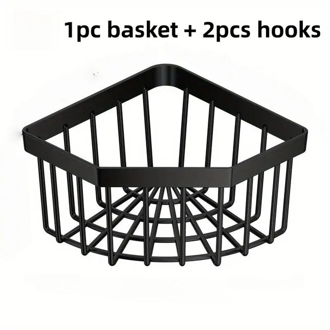 Triangle Sink Draining Rack Set (One Draining Basket + Two Hooks) Is a Space-Saving Storage Solution for Kitchen,Easy to Clean