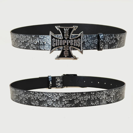 Luxury Designer Gothic Punk Belt for Men And Women Cross Buckle plus Size Silver Flora Black Waistband for Jeans Skirt Dress