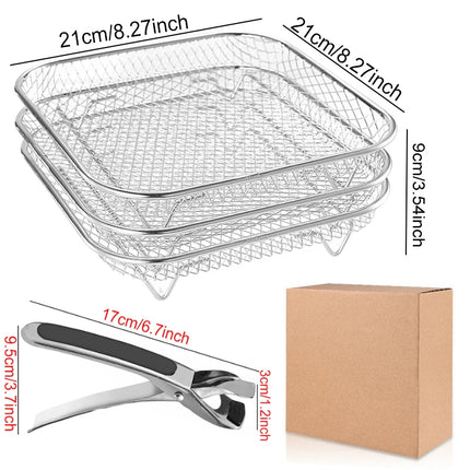 Air Fryer Universal Accessories Metal Oven Air Fryer Racks For Baking Stackable Grill Skewer Rack Fit All Airfryer 4.2Qt - 5.8Qt