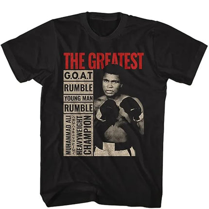 Muhammad Ali American Retro Punk Style Summer Loose Short Sleeve T-Shirt Linen Material Stripe Pattern round Neck Thin Fabric