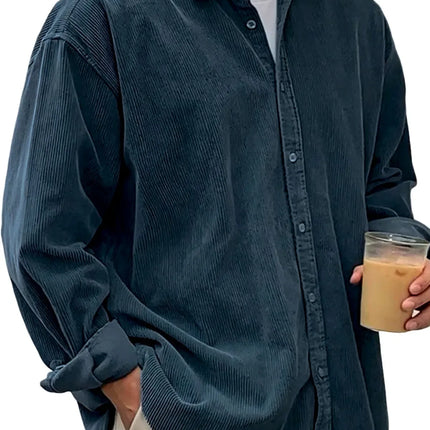 New Corduroy Shirt Men Long Sleeve Trendy Casual Loose Thick Autumn Winter Shacket Male Outerwear