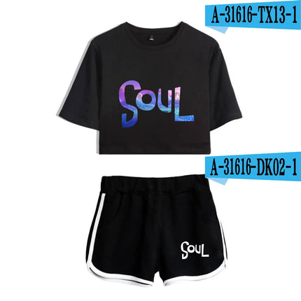 Youthful Movie Joe Gardner T-shirts shorts Pants Dew navel Sport Girls Short Sleeve Suits Sexy Girls Summer Two Pieces sets