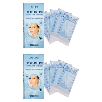 60Pcs Gold Protein Line Fade Wrinkle Firming Facial No Needle Absorbable Smoothing Hydrolyzed Collagen Thread Serum