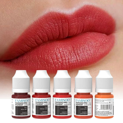FAMISOO 5ML Permanent Makeup Pigment Inks Lip Tattoo Ink for Semi Permanent Makeup Eyebrows Pigment Tattoo Supplies
