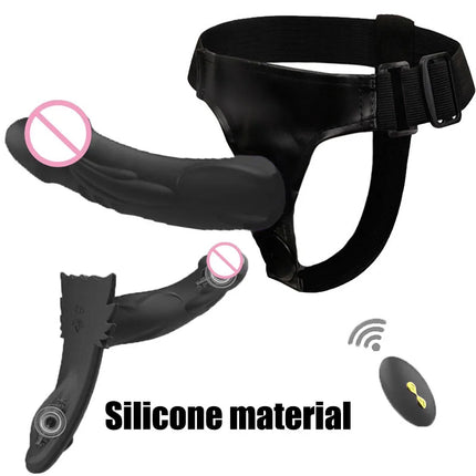 Remote Control Vibrating Silicone Strap On Dildo Harness, Adjustable Wearable Pegging Panties for Couples, Detachable Dual Stimu