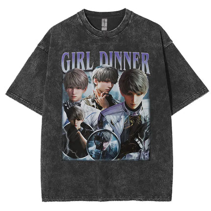 Funny Girl Dinner Caleb Graphic Tee Shirt Love and Deepspace Novelty Cotton T Shirts Fashion High Quality Vintage Washed T-Shirt