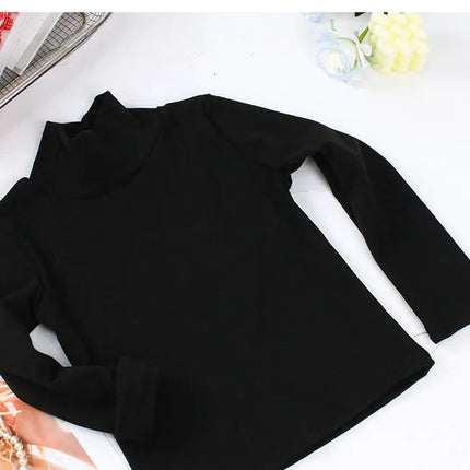 New 2025 Autumn Winter Boys Girls Kids Fashion Solid T-Shirt Tops Children O-Neck Long Sleeve Warm Casual T-Shirts