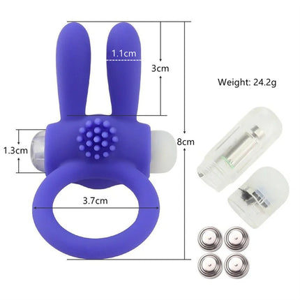 Rabbit Ear Vibrator Penis Ring Clitoris Simulator Delay Ejaculation Vibrator Cock Ring Lock Semen Cockring Sex Toys For Men