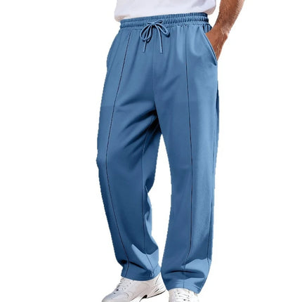 Amazon European American plus size knitted pants, four-season loose straight leg joggers for men business casual sports wear