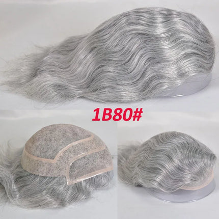 Bleached Knots Men Toupee Lace Front Hair Prosthesis Man Lace PU Base Indian Human Hair Wigs Natural Hair Replacement Hairline