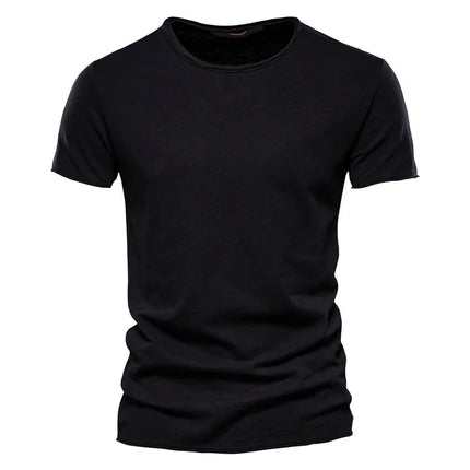 Brand Quality 100% Cotton Men's T-shirt V-neck Fashion Design Slim Fit Solid T-shirts Male Tops Tees Short Sleeve T-Shirt For Men