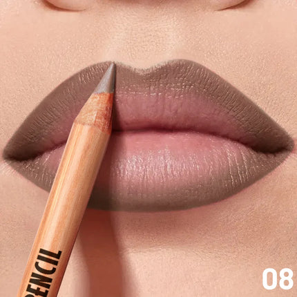 Dual-Purpose Matte Lipstick & Liner Pencil Smooth Easy Apply Non-Drying Lip Contour Pen