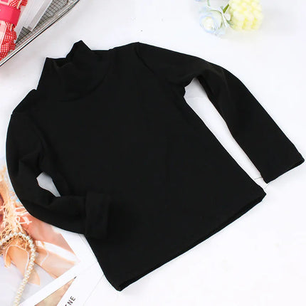 New 2025 Autumn Winter Boys Girls Kids Fashion Solid T-Shirt Tops Children O-Neck Long Sleeve Warm Casual T-Shirts