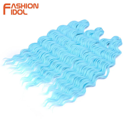 Anna 24 Inch Hair Synthetic Deep Wave Braiding Hair Extensions Braid Hair Ombre Rainbow Red Orange Twist Crochet Curly Hair