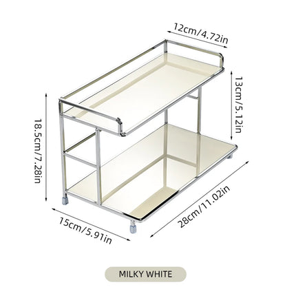 Metal Desktop Layered Storage Rack, Double-Layer Desk Organizer, Water Cup and Coffee Cup Storage Rack, Bathroom Cosmetics Organizer, Suitable for Living Room, Entryway, Kitchen, and Bathroom