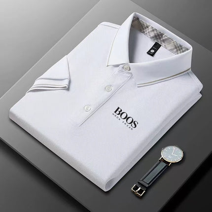 New Style Embroidered Men's High-end Summer Loose Short-sleeved POLO Shirt, Casual and Fashionable Top