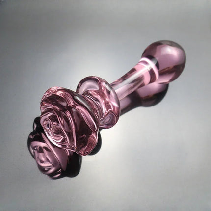 Rose Glass Bullet Butt Plug Transparent Pink Stimulating Anal Masturbation Beads Penetration Anal Plug Adult Sex Toy