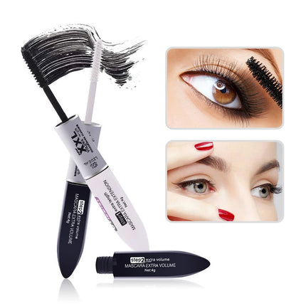 Double Head Lash Tint 4D Silk Fiber Makeup Mascara Eyelash Growth Liquid Long Thick Waterproof Long Lasting Natural Curling