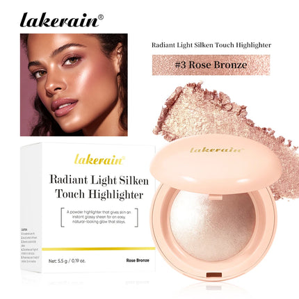 Lakerain Silken Touch Highlight Powder Smooth Texture Luminous Finish Long Lasting Makeup Waterproof Baked Highlighter Powder