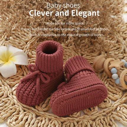 Baby Booties Knitted 0-12m Soft Soled Anti-Slip Newborn Boys Girls First Walkers Shoes Infant Toddler Unisex Sock Boot Kids Crib