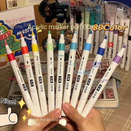 12-80 Colors Acrylic Paint Art Marker Pen DIY Hand Drawn Painting Drawing For Card Ceramic Stone Mug Glass Fabric Clothes Shoes