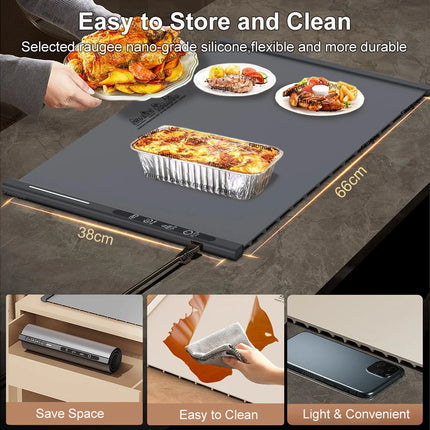 Electric Warming Tray Food Warmer Mat Foldable Table Plate Warmer Food Fast Heating Portable Electric Warming Tray 8 Tem Setting