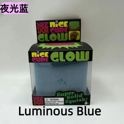 New Schylling Needoh Nice Cube Squishy Stress Toy Glow In The Dark Slow Rebound Sensory Glitter Pressure Relief For Adults gifts