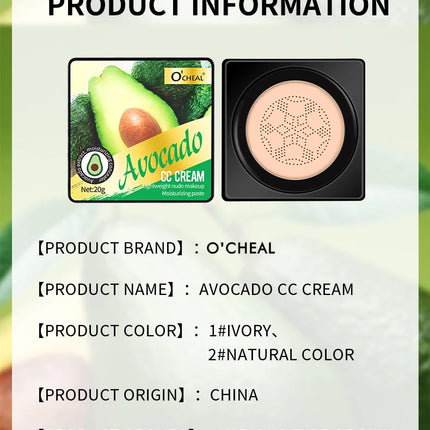 Air Cushion Foundation CC Cream Lightweight Natural Moisturizing Concealer Long Lasting Even Skin Tone Contour Makeup