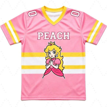 Men Women Super Mario Bros Yoshi Peach T Shirt Parents Kids Summer T-Shirt Children Short Sleeve Cartoon Top For Anime Fans Gift