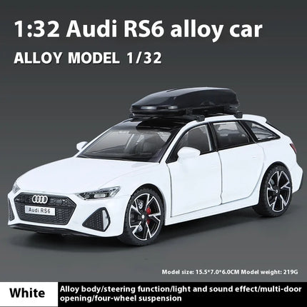 1:32 Audi RS6 Quattro Station Wagon Alloy Metal Diecast Vehicles Car Model Sound & Light Holiday Gifts For Friend Hobby Collect