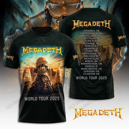 Heavy Metal Rock Band Megadeth 3D Print T-Shirt Tops Women's Sports Large Size Tops Tees Summer T-Shirt Kids Clothing Band T-Shirt