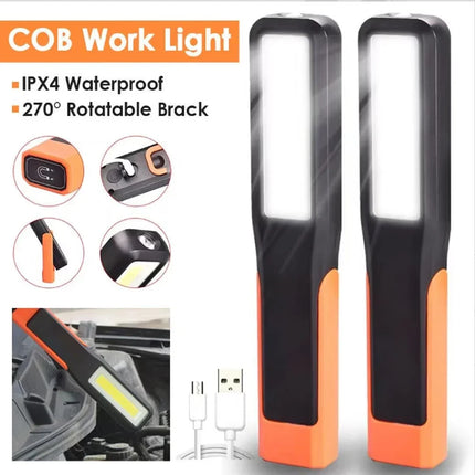 Portable USB Rechargeable COB Work Light Car Detailing Inspection Light Magnetic LED Flashlight Hanging Lamp Camping Torch