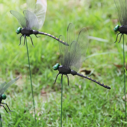 Dragonfly Insert Card4-12pcsOutdoor Garden Lawn Decoration Statue Sculpture with Stake for Halloween and Thanksgiving