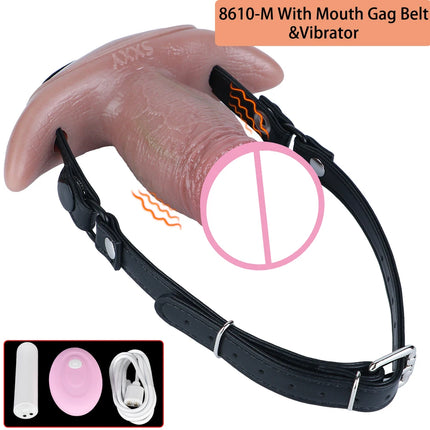 SXXY Wearable Realistic Vibrating Dildo Anal Plug Adjustable Mouth Gag High Quality Adult Sex Toys Intimate Play For Men Women