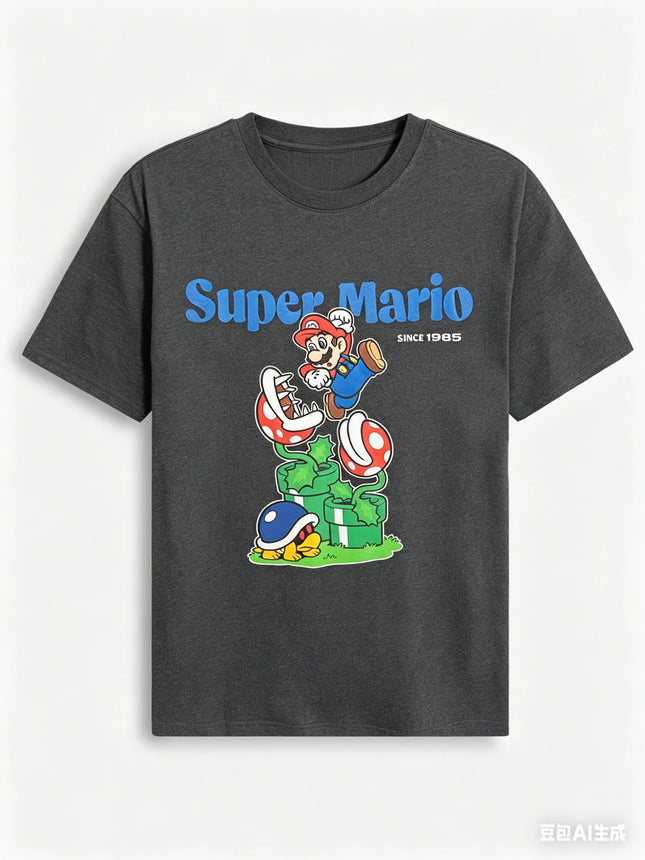 Super Mario Graphic T-shirt Men and Women Summer Cotton Y2K Clothing Fashion Casual Oversized Short Sleeve Tops Streetwear