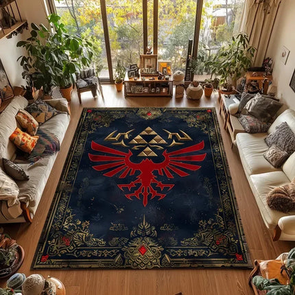 VIKAMA Gaming Rug Non-slip Zelda Triforce Mat for Game Room Home Decor