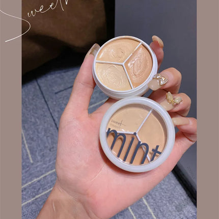 3-Color Concealer Palette Cream Texture Covers Acne Marks Dark Circles Multifunction Face Makeup Lasting Brighten Face Cosmetics