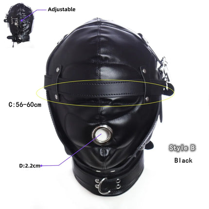 Erotic Fetish Costumes of Leather Bdsm Bondage Hood Mask with Mouth Hole for Couples Adults Slave Rolplay Flirting Games