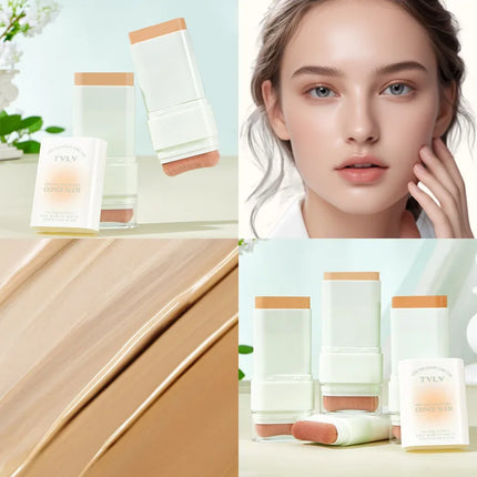 Contour and Concealer Dual-Head Foundation Cream, Moisturizing and Non-tarnishing, Non-caking Foundation Lotion