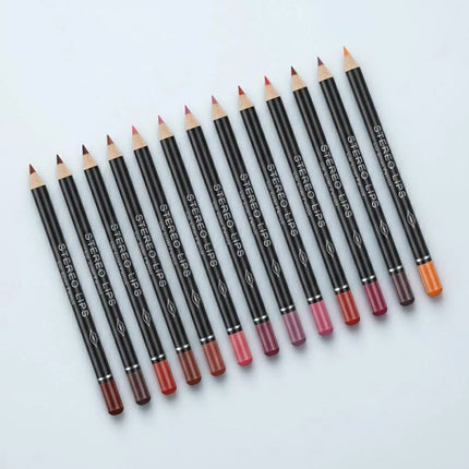 12PCS Matte Lip Liner Pencils Waterproof Long Lasting Pigments Smooth Colorful Nude Silk Lip Makeup