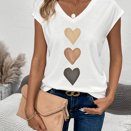 Summer women's white short sleeved shirt, loose and comfortable, soft vacation love punk style