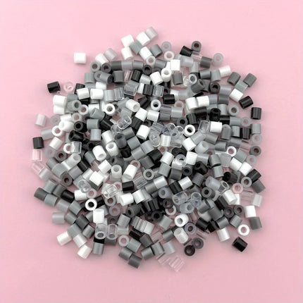 5mm 1000PCS Black, White, Gray, Transparent Color, Complementary Color Set, Hama Bead Iron Fuse Bead DIY Puzzle Pixel Art Gift